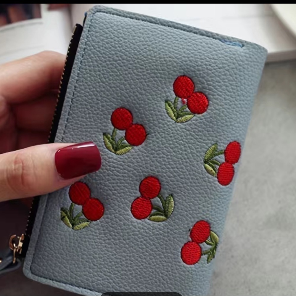 NWT WOMENS LIGHT BLUE CHERRY WALLET - Picture 1 of 7